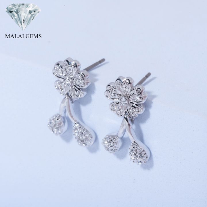 malai-gems-ต่างหูเพชร-เงินแท้-silver-925-เพชรสวิส-cz-เคลือบทองคำขาว-รุ่น-51000238-แถมกล่อง-ต่างหูcz-ต่างหูเงินแท้