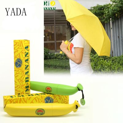 YADA ร่มสนามทรงกล้วยขนาดเล็กแฟชั่นสำหรับผู้หญิงผู้ชายร่มพับได้ผลไม้สุดสร้างสรรค์สำหรับใส่ YD200027ร่มทนลม UV
