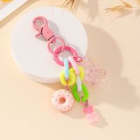 【LZ】▥✽  Cute Fun Donuts Pendant Car Keychain Chaveiro personalizado Frosted Bear Bag Pingentes Acessórios para Maiden Girl Bags