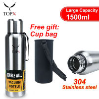 Large Capacity Stainless Steel Double Thermos Portable Vacuum Flask Insulat Sport With Rope 50010001500ml Water Bottle Insulat