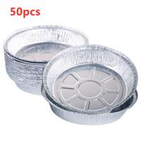 50PCS Air Fryer Tray Aluminum Foil Paper Tin Non-Stick Paper Tray Barbecue Plate Food Oven Kitchen Round Baking Pans Supplies Baking Trays  Pans