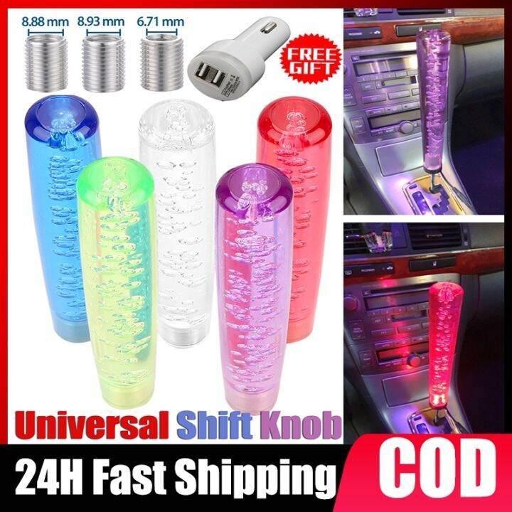 Crystal Led Blue Gear Shift Knob 30cm Handle Extender Manual Bubble