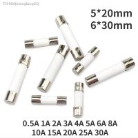 ☃ 10pcs One Sell 5x20mm 6x30mm Fast Blow Tube Fuses 5x20 6x30 mm 250V 0.5 1 2 3 4 5 6 8 10 15 20 25 30 A AMP Fuse Ceramic fuse