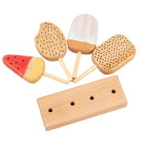 【CW】 WoodIceSmooth Beech IceFood KitchenSafe Children 39;s Wood Frozen TreatsCreamSet