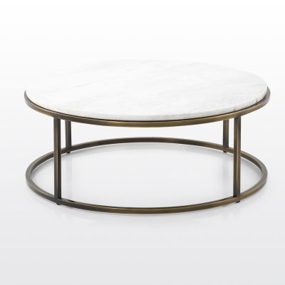 modernform โต๊ะกลาง รุ่น RAMIN ขาสีทองเหลืองรมดำ ท็อปหินอ่อนสีขาวWHITE VENUS