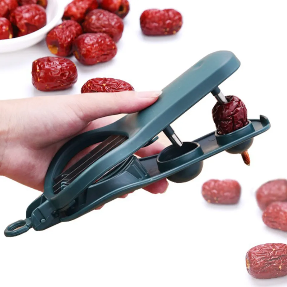 2 In1 Red Date Cherry Fruit Pitter Remover Strawberry Slicer