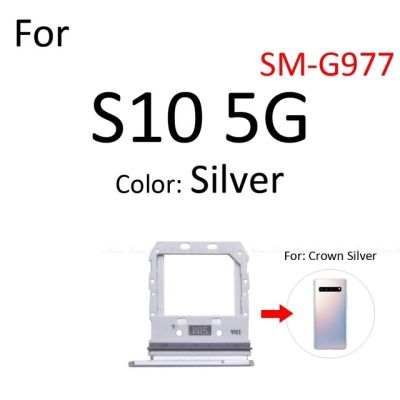 【☑Fast Delivery☑】 anlei3 ช่องใส่ซิมการ์ดช่องเสียบถาดเครื่องอ่านตัวเชื่อมต่อที่ใส่ Adapter Micro Sd สำหรับ Samsung Galaxy S10 5กรัม G973ชิ้นส่วน G977
