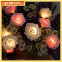 GOTORADE คริสมาสต์ ไฟเส้น LED รูปดอกกุหลาบ กุหลาบโรแมนติก มัลติฟังก์ชั่ โคมไฟในสวน ที่มีคุณภาพสูง กันน้ำกันน้ำได้ โคมไฟสายอักขระ ของตกแต่งงานปาร์ตี้