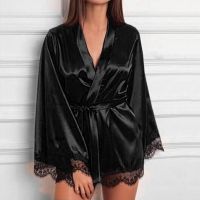 Women Silk Satin Robe Woman Lace Kimono Robe Female Bathrobe Womens Robes Sleepwear Ladies Sexy Bathrobe For Women