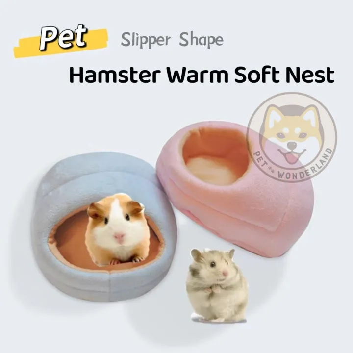 Pet Wonderland Slipper Shape Hamsters Winter Warm Bed Pet Cotton House Hamsters Nest Soft Bed W
