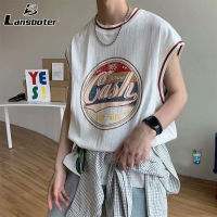 Lansboter เสื้อเสื้อกล้ามผู้ชาย,เสื้อกีฬาเสื้อยืดแขนกุดใส่สบายไม่เป็นทางการ