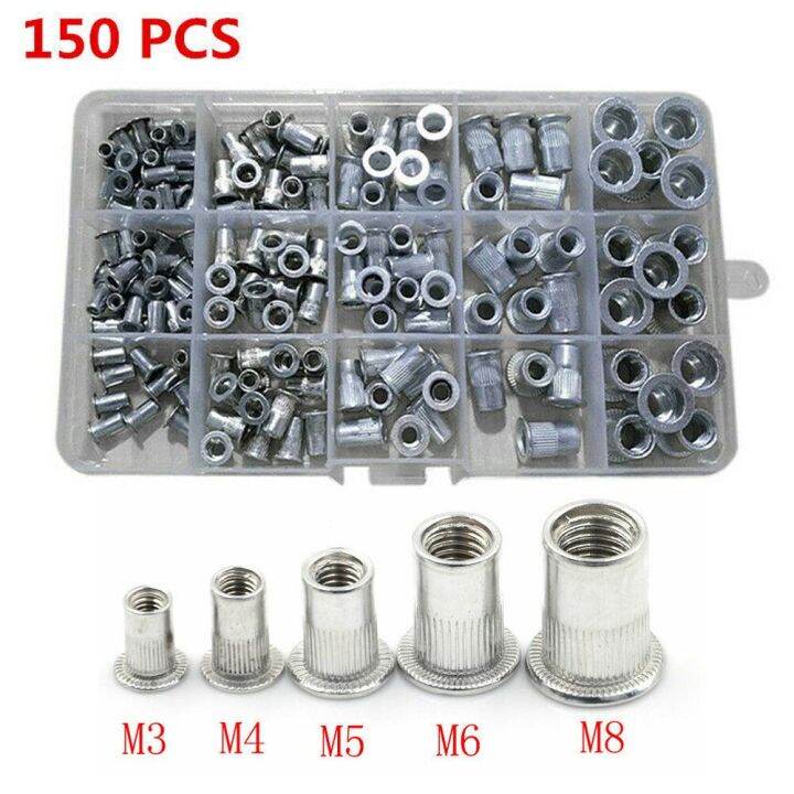 Kit Rivet Nut Replace Parts Tools Aluminum Silver Metric Nutsert Assort