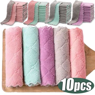 hot【cw】 Double-layer Cleaning Microfiber Soft Absorbent Non-stick Rags Household Dish Cloths Tools