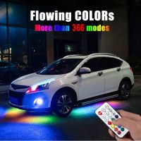 RGB LED Strip Music รีโมทคอนโทรล Streamer ไหลภายใต้หลอดรถ Underglow Underbody System Neon Light