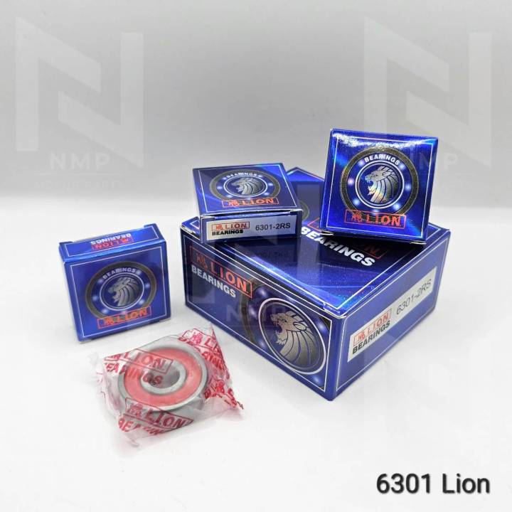 ยกกล่อง-10-ลูก-6301-2rs-2-ฝายาง-lion-bearing