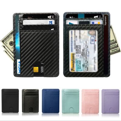 8 Slot Slim RFID Blocking Leather Wallet Credit ID Card Holder Purse Money Case Cover Anti Theft for Men Women Men Fashion Bags