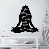 Women Yoga Wall Decal Inspirational Quote Meditation Vinyl Wall Sticker Art Home Decor Living Room Gym Removable Mural F-15