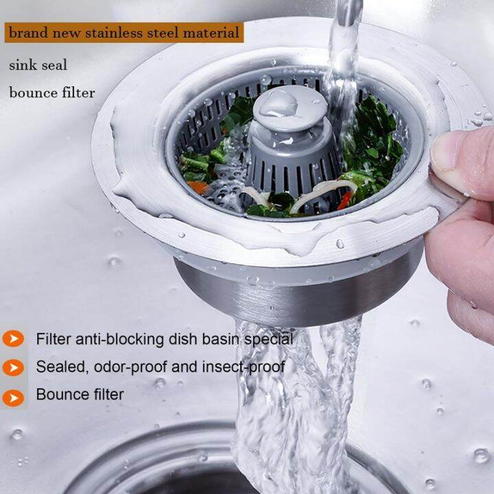 3in1 Stainless Steel Kitchen Sink Drain Strainer Sink Drainage Filter