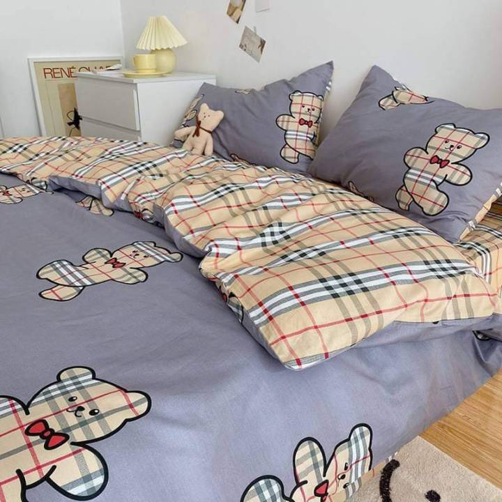 ชุดผ้าปูที่นอนลายหมี-ขนาด-6-ฟุต-5-ฟุต-3-5-ฟุต-ครบชุด-6-ชิ้น-รวมผ้านวม-ผ้าปูที่นอน-ผ้านวม-ยกชุด-ส่งเคอร