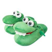 New Style Crocodile Cotton Slippers With Moving Mouth Funny Non-slip Home Cotton Shoes Gifts Plush Toy Slippers Winter Ladies