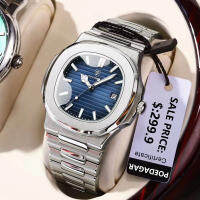 POEDAGAR Luxury Casual Watch Top nd Fashion Square Dial Stainless Steel Calendar Luminous Waterproof Men Watch Male Clock+