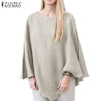 COD dhdfxcz ZANZEA Women Flare Long Sleeve Plain Loose Workwear Cargo Cotton Blouse