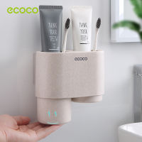 ECOCO Magnetic Suction Cup Toothpaste Toothbrush Holder Wall-Mounted Double Cup Holder Without Perforated Bathroom Accessories