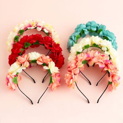 【CC】 1pc Fashion Bride Flowers Headband Hairband Ladies Elastic Beach Hair Accessories