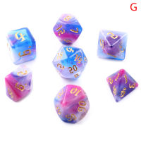 [RonnieWEN] Childrens Toys 7ชิ้น/เซ็ตใหม่สี่สี Multi-sided Digital DICE set Running Group เกมลูกเต๋า