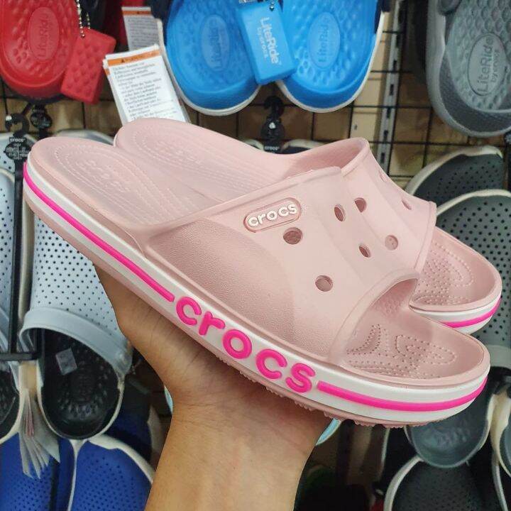 รองเท้า-crocs-bayaband-slide-hold-12-jibbitz-slot-รองเท้าแตะสวม-ของผู้หญิง-amp-ผู้ชาย-สินค้าพร้อมจัดส่งจากไทย