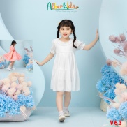 Váy Bé Gái Alberkids Cổ Gân Tròn Tay Bèo Chun 2 Lớp Công Chúa Xinh Đẹp Cho