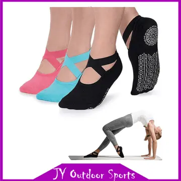 Yoga Women Non-Slip Socks Grips Bandage Cotton Pilates Pure Barre Ballet  Dance