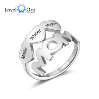 JewelOra Personalized Stainless Steel Mom Ring Customized Engraving 3 Names Rings for Women Mothers Day Gifts