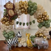 Jungle Zebra Leopard Deer Walking Animal Foil Balloon Safari Birthday Party Decorations Kids Toy Helium Air Globos Baby Shower Balloons