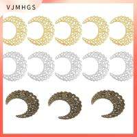 VJMHGS ทองเงินบรอนซ์ Moon Filigree แผ่นรองรีด มุมลวดเหล็กรูปพระจันทร์ จี้สำหรับทำเครื่องประดับ อุปกรณ์ป้องกันมุม อุปกรณ์เครื่องประดับอัญมณี