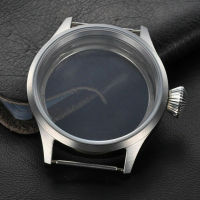 Watch Case 316 Stainless Steel Silver Case Fit For ETA UNITAS 6497/6498 Movement, Sapphire Glass 43Mm Mens Watch Case