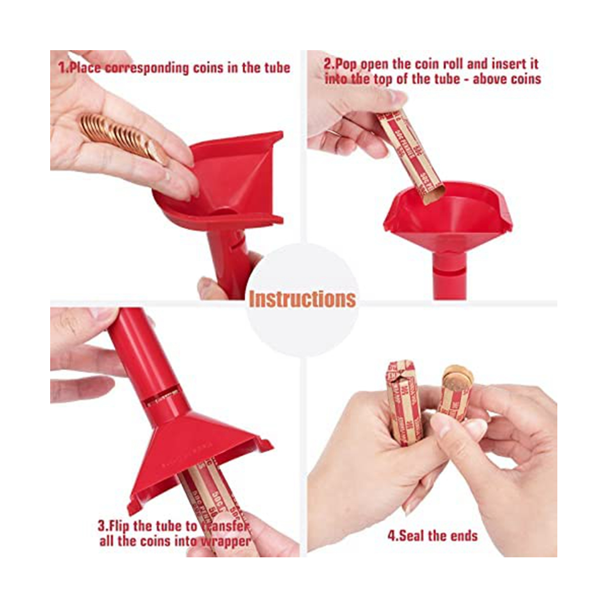 Coin Sorter with Coin Wrappers with 150Pcs Coin Rolls Wrappers Assorted