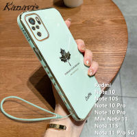 เคสโทรศัพท์ Kanavi สำหรับ Xiaomi Redmi Note 10S Note 10S Note 10 Pro Note 10 Pro Max Note 11S Note 11S Note 11 Pro 5G เคสโทรศัพท์ซิลิโคนเนื้อนิ่มชุบโครเมียมด้วยไฟฟ้าหรูหราสำหรับเคสโทรศัพท์ปิดขอบตรงใบเมเปิลชุบโครเมียมแฟชั่นพร้อมสายคล้อง