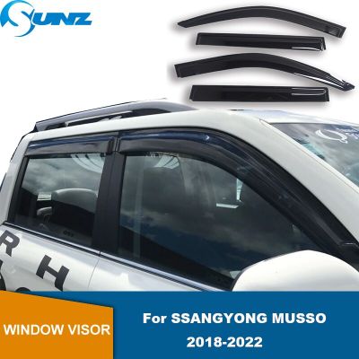 ตัวเบี่ยงสำหรับติดหน้าต่างข้างสำหรับ Ssangyong Musso 2018 2019 2020 2021 2022แผ่นเบี่ยงคิ้วกันสาดกระจกรถยนต์กระจกบังลมสำหรับกันน้ำฝน