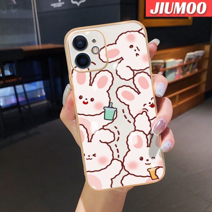 jiumoo-เคสสำหรับ-oppo-a15-a35-a15s-4g-เคสลายการ์ตูนน่ารักลายกระต่ายดีไซน์ใหม่ชุบหรูหราเคสโทรศัพท์เคสกันกระแทกปกป้องคลุมทั้งหมดเลนส์กล้องถ่ายรูปเคสซิลิโคนแบบนิ่ม