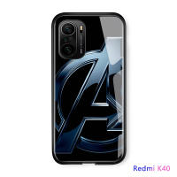 UCUC เคสโทรศัพท์เคสสำหรับ Xiaomi Redmi K40ปลอก Xiaomi Redmi K40 Pro Marvel เคสมือถือ เคสโทรศัพท์ เคส Boys โลโก้จดหมาย 10ปีเคสมันวาวกระจกเทมเปอร์กลับเคสโทรศัพท์