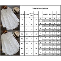 Women Lace Crochet Casual Embroidered Ladies Loose Blouse Plus Size White