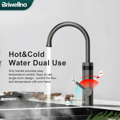 Briwellna ก๊อกน้ำร้อนทันที metal สีเทาก๊อกน้ำไฟฟ้าสำหรับห้องครัว220โวลต์ไหลเครื่องทำน้ำอุ่นแตะเครื่องทำน้ำอุ่นไฟฟ้า