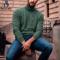 Men Long Sleeves T-shirt Fashion Solid Color Turtleneck Knitted Bottoming Shirt Large Size Loose Pullover Tops【fast】