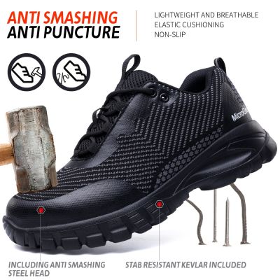 สินค้าคุณภาพสูง™อาหารจานเดียวรองเท้าเพื่อความปลอดภัย P56lgud ชายรองเท้าทำงานแผ่นรองน้ำหนักเบาการดูดซับแรงกระแทกรองเท้าผ้าใบโครงสร้างป้องกันการทุบ