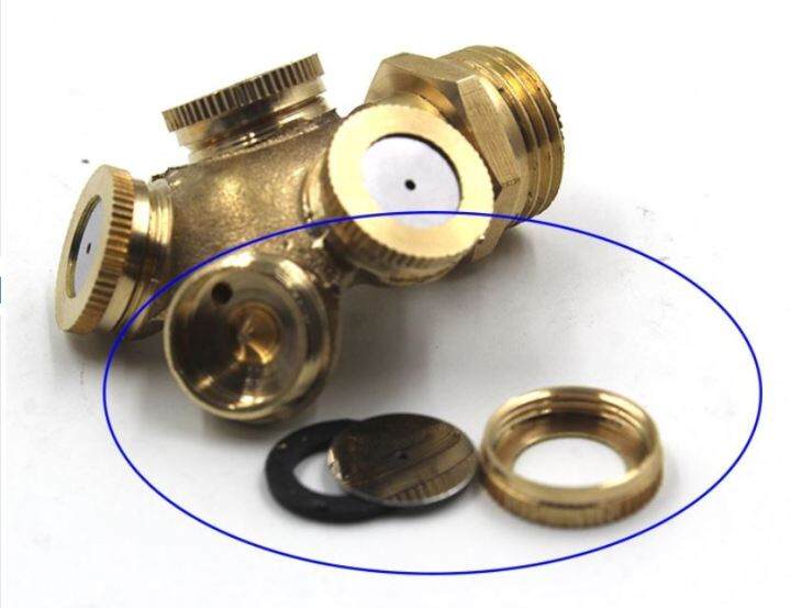 b049-หัวพ่นหมอกทองเหลือง-4-hole-ไม่มีใส้กรอง-เกลี่ยวนอก-4-หุนใช้กับเกลี่ยวในท่อ-4-หุน-เกษตร-ละอองหมอกละเอียด-ลดความร้อน-ฝุ่นละออง-รดน้ำ-สวน