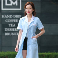 11Style Lab Uniform for Women Uniforms Work Wear Pharmacy White Coat Costume Female Spa Beauty Salon Long Jacket Gown