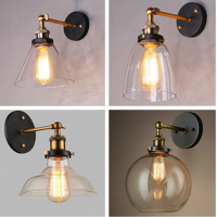 Industrail LED Wall Lamps Bar Restaurant Cafe Light Fixtures Glass Indoor Lighting Vintage Style Wall Sconce Hallway Wall Lights