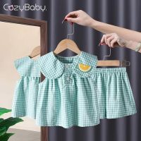 Baby Set 2022 Summer New Set Exotic Childrens Fruit 2-Piece Set Plaid Casual Girls Baby Clothes