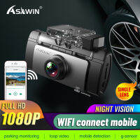 Asawin K200 WiFi Driving Recorder Dash Cam 1080P FHD พร้อม APP IPS Dashboard Camera Super Night Visio